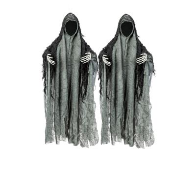 Boland Gezichtsloze geest - 2x - zwart/grijs - 46 cm - halloween/horror - decoratie