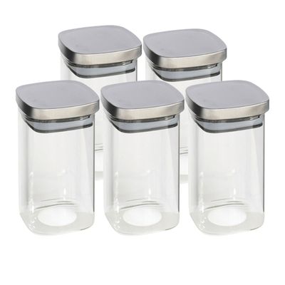 5x stuks voedsel/etenswaren bewaren voorraadpot 1500 ml glas met RVS deksel