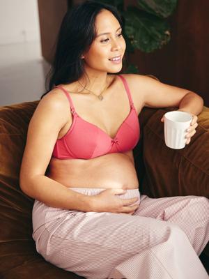 Lot 2 beha's voor borstvoeding zonder beugels in biologisch katoen* framboos
