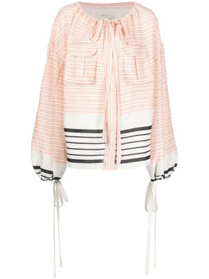 Bambah blouse Aida évasée à rayures - Tons neutres