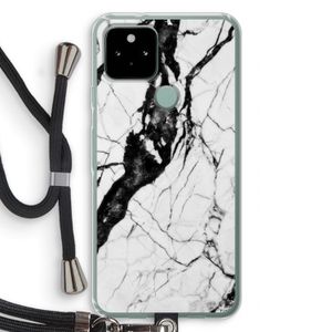 Witte marmer 2: Pixel 5 Transparant Hoesje met koord