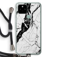 Witte marmer 2: Pixel 5 Transparant Hoesje met koord
