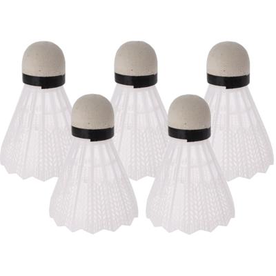 Badminton shuttles - 5x - wit - kunststof - 7 cm - shuttles voor spel/vakantie/camping