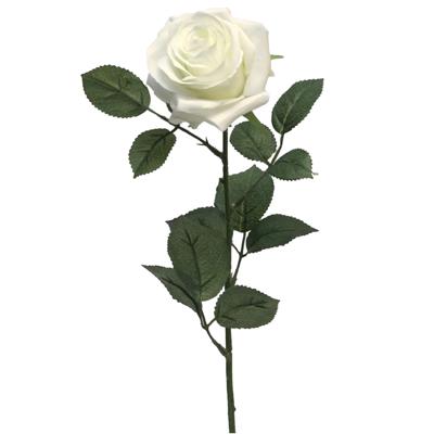 Kunstbloem Roos Dijon - 64 cm - wit - zijde kunstbloemen - Boeket - stelen - rozen