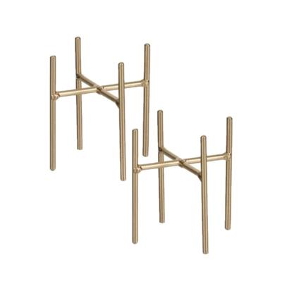 Mica Decorations - 3x stuks - bloempot plantenpot standaard / verhoger - goud - B8.5 x H9 cm - metaa