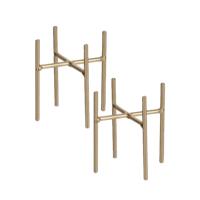 Mica Decorations - 3x stuks - bloempot plantenpot standaard / verhoger - goud - B8.5 x H9 cm - metaa