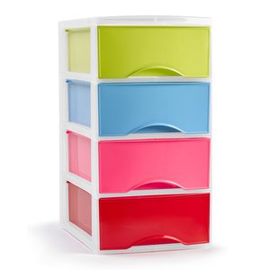 Ladeblokje/bureau organizer met 4x lades - multi kleuren - L26 x B36 x H49 cm - plastic