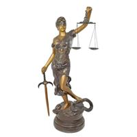A BRONZE SCULPTURE OF LADY JUSTICE