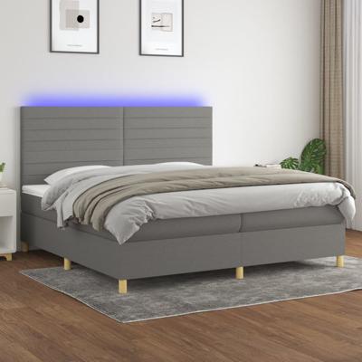 Boxspring met matras en LED stof donkergrijs 200x200 cm