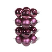 16x stuks glazen kerstballen cherry roze (heather) 8 cm mat/glans - thumbnail