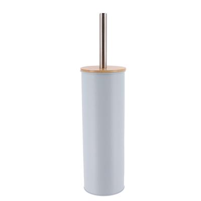 Tendance Toilet/badkamer toiletborstel met houder - Bamboo vibe - lichtblauw - D10 x H40 cm