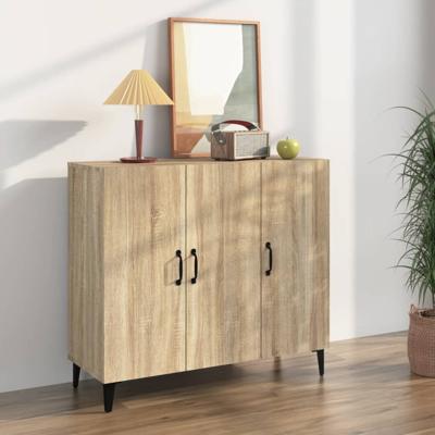 Dressoir 90x34x80 cm bewerkt hout sonoma eikenkleurig