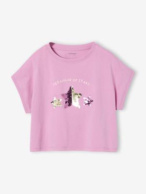 T-shirt voor meisjes met paillettenmotieven lila