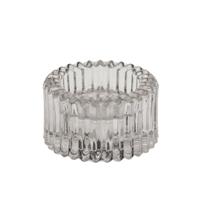 Housevitamin kaarsenhouder duo ribb rookglas grijs 8 cm | 24 stuks