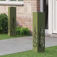 VidaXL Solar led pad licht 2 pcs olijf groen koudgewalst staal