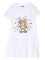 Moschino Kids robe imprimée à fronces - Blanc - thumbnail