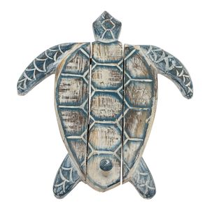 Houten Schildpad Kapstok Blauw (28 x 25 cm)