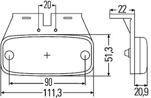 Zijmarkl.LED 24V,m/steun/kabel 4,5m 2PS345600031