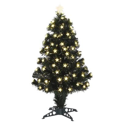 Fiber optic kerstboom - 90 cm - sterren led lampjes - lichtgevende piek - kunst kerstboom