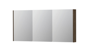 INK SPK2 spiegelkast met 3 dubbelzijdige spiegeldeuren, 6 verstelbare glazen planchetten, stopcontact en schakelaar 160 x 14 x 73 cm, massief eiken