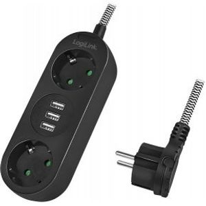 LogiLink LPS262U power uitbreiding 1,5 m 2 AC-uitgang(en) Binnen Zwart