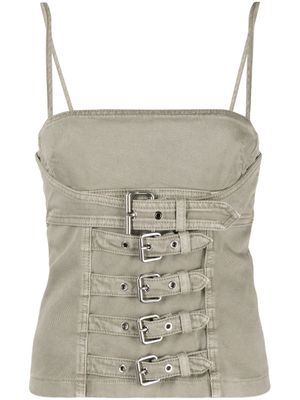 Blumarine haut en jean à détail de boucle - Gris