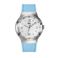 Lacoste horlogeband 2000377 / LC-09-3-14-0060 Leder Blauw 21mm + blauw stiksel