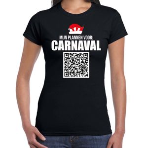 Carnaval QR code plannen voor carnaval / Brabant feest t-shirt dames zwart - Carnaval shirts