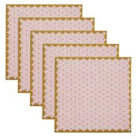 Santex feest servetten - stippen - 100x stuks - 25 x 25 cm - papier - roze/goud - Feestservetten - thumbnail