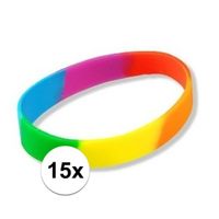 15x Siliconen armbandjes regenboog