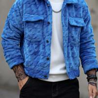 Bon&Bon Homme Herren Winterjacke - Grüne Strickjacke mit Knöpfen Blau / XL