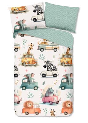 Good Morning Kinderdekbedovertrek "dieren in auto's" - Multi - (140x200 cm) - Katoen Good Morning Kinderdekbedovertrek "dieren in auto's" - Multi - (140x200 cm) - Katoen