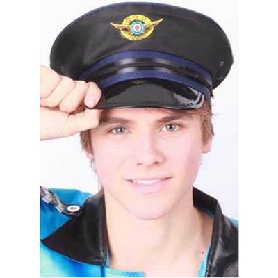 Piloten carnaval verkleed pet - zwart - voor volwassenen - verkleden - luchtvaart