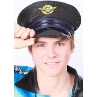 Piloten carnaval verkleed pet - zwart - voor volwassenen - verkleden - luchtvaart