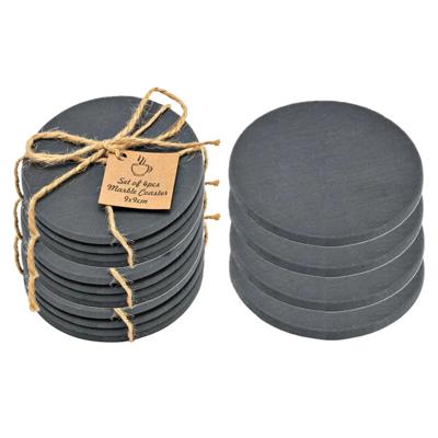 Onderzetters voor glazen - 12x stuks - rond - Leisteen - 10 x 0.8 cm