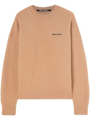 Palm Angels pull en laine mélangée à logo brodé - Tons neutres