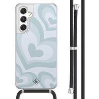 Samsung Galaxy A54 hoesje met koord - Hart swirl blauw Samsung Galaxy A54 hoesje met koord - Hart swirl blauw