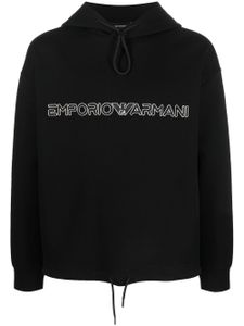 Emporio Armani hoodie à logo brodé - Noir