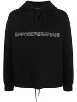 Emporio Armani hoodie à logo brodé - Noir - thumbnail