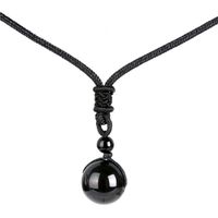 Verstelbare leren Heren Ketting met Obsidiaan Kettinghanger