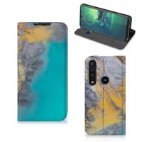 Motorola G8 Plus | Standcase | Marble Blue Gold