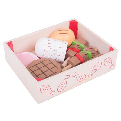 Bigjigs houten kistje met vleeswaren, 9 dlg.