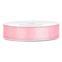 Decoratie satijn sierlint - lichtroze - 12 mm x 25 meter - Cadeaulint satijnlint
