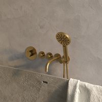 Badkraan Inbouw Set Brauer Gold Edition Thermostatisch met Uitloop en Handdouche 3-Standen Geborsteld Goud Brauer