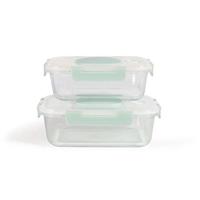 Set van 2 vacuümboxen - LIVOO - MEN404V - 1,04 L en 1,5 L - Borosciliaatglas - Kunststof deksel - Nestbaar