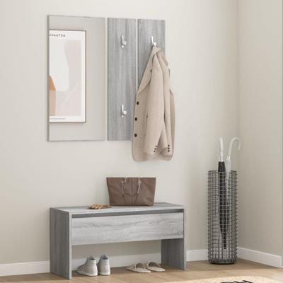 Garderobe set bewerkt hout grijs sonoma eikenkleurig