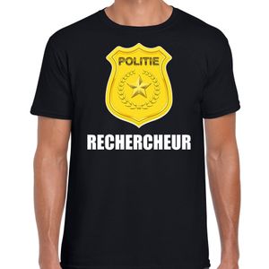 Rechercheur politie embleem carnaval t-shirt zwart voor heren