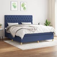 Boxspring met matras stof blauw 160x200 cm