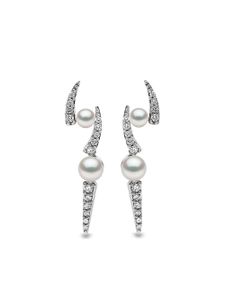 Yoko London puces d'oreilles Sleek en or blanc 18ct ornées de diamants et de perles Akoya - Argent