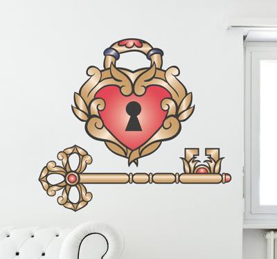 Liefde slot en sleutel sticker